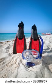 Snorkeling Equipment At The Caribbean Sea