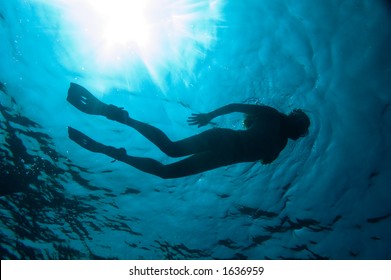 Snorkeling Girl Underwater View Stock Photo 1636959 | Shutterstock