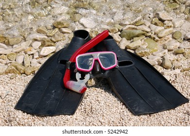 Snorkling Gear On The Beach