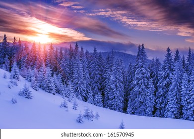 snovy trees on winter mountains - Shutterstock ID 161570945