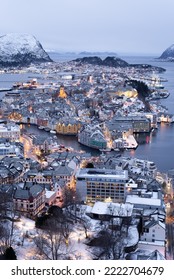 Snow In Alesund City, Norway In Winter