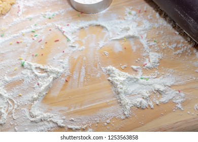 Snow Angel In The White Flour. Christmas Time.