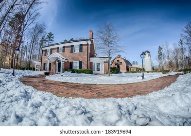 Snow Around Billy Graham Library After Winter Storm