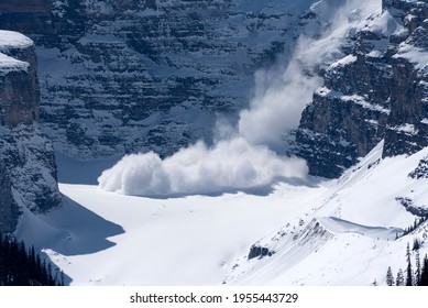 A snow avalanche in the Canadian Rockies - Shutterstock ID 1955443729