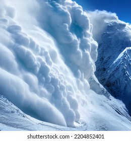 Snow avalanche in mountain. Powerful Avalanche - Shutterstock ID 2204852401