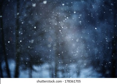 Snow Bokeh Texture On Black Background