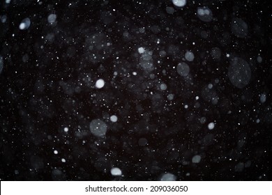 Snow Bokeh Texture On Black Background