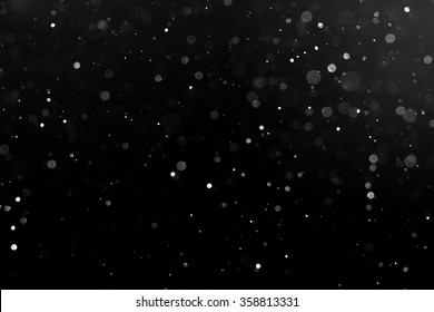 Snow Bokeh Texture On Black Background