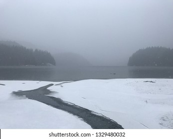 Snow In Buntzen Lake Park, Anmore, BC, Canada