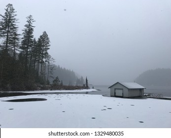 Snow In Buntzen Lake Park, Anmore, BC, Canada