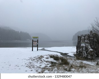 Snow In Buntzen Lake Park, Anmore, BC, Canada