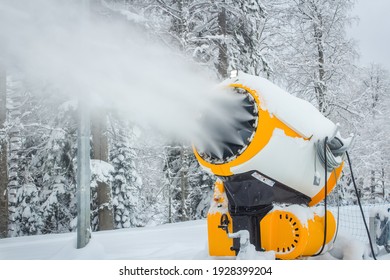 Snow Cannon For Making Artificial Snow In A Ski Resort 