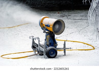 Snow Cannon In Winter Artificial Snow