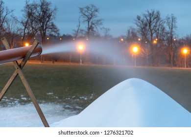 Snow Canon Makes Snow At Night