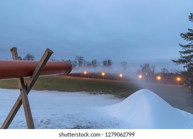 Snow Canon Makes Snow At Night