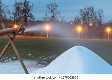 Snow Canon Makes Snow At Night