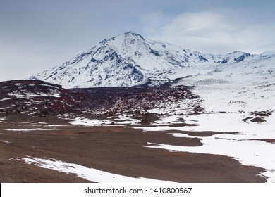 Snow- Capped Mount Volcanoes, Volcanic Massive, One Of The Volcanic Complex On The Kamchatka Peninsula In The Far East Of Russia. Pacific Ring Fire.