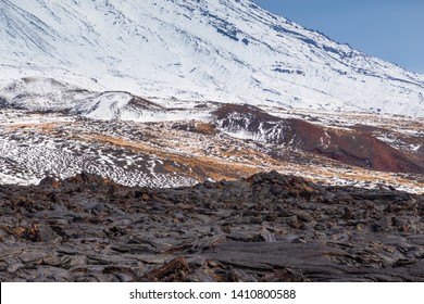 Snow- Capped Mount Volcanoes, Volcanic Massive, One Of The Volcanic Complex On The Kamchatka Peninsula In The Far East Of Russia. Pacific Ring Fire.