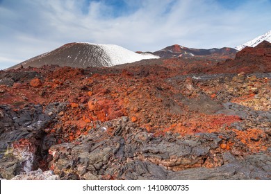 Snow- Capped Mount Volcanoes, Volcanic Massive, One Of The Volcanic Complex On The Kamchatka Peninsula In The Far East Of Russia. Pacific Ring Fire.