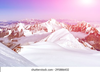 Snow capped mountains. Mount Kazbek, Georgia, Caucasus - Powered by Shutterstock