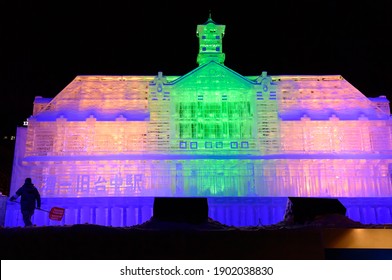 Snow Castle At Sapporo Snow Festival, Hokkaido, Japan