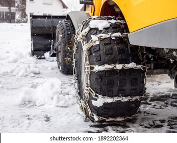 Snow Chains On The Winter Service Vehicle