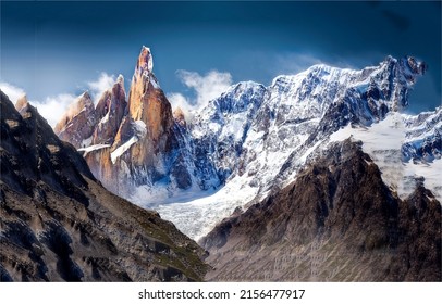 Snow cliffs of glacier mountains. Montain snow landscape - Shutterstock ID 2156477917