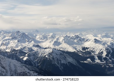 Snow Covered Alps Mountains Aerial View