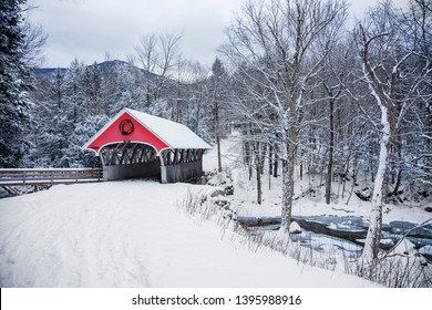 Snow covered bridge in the winter