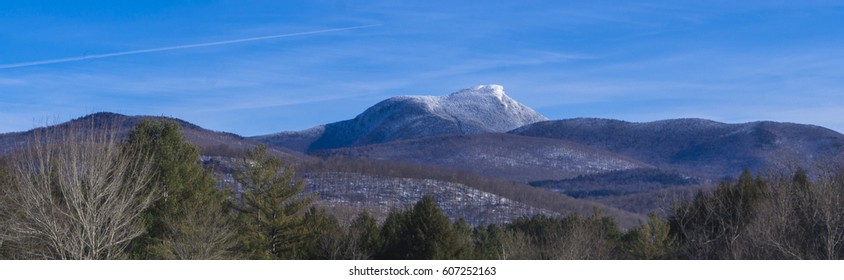 Snow Covered Camel's Hump Mountain In Vermont Landscape