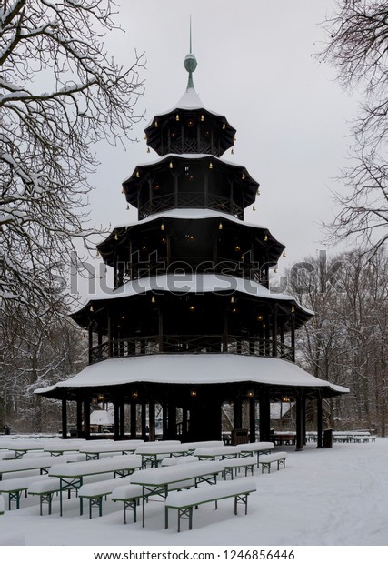 Snow Covered Chinesischer Turm Chinese Tower Stock Photo Edit Now