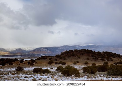 Snow Covered Desert Mountain Along I40 Stock Photo 2098229434 ...