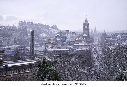 Snow Covered Edinburgh City, Scotland