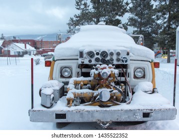 Snow Covered Fire Truck, Jasper National Park, Canada