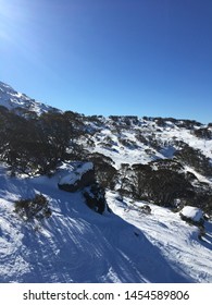 Snow Covered Hill At Perisher Ski Resort.