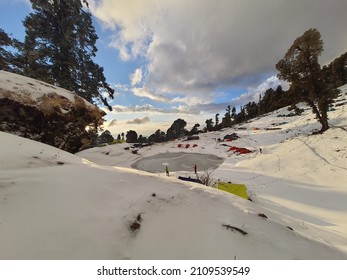 Snow Covered Lake In Himalayas 