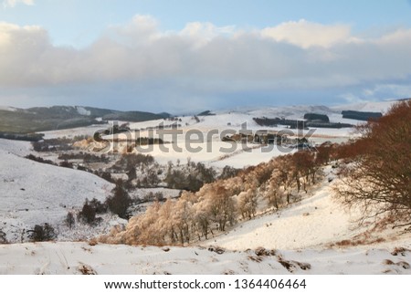 Snow covered land around Auchindoun.