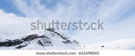 Similar – Image, Stock Photo Snow-covered mountain and Icelandic moss