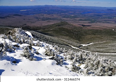 Snow Covered Mountains In The Adirondacks, Near Lake Placid And Keene Valley, New York State