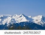 Snow covered mountains, Tian Shan, large system of mountain ranges in Central Asia