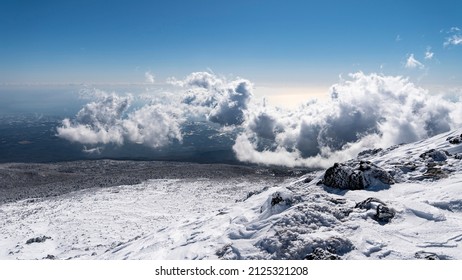 Snow covered  Mt. Hallasan in Jeju