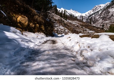 Snow Covered Path In Tosh, Himachal Pradesh