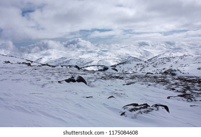 Snow Covered Peaks In Perisher Ski Resort In New South Wales In Australia In Winter