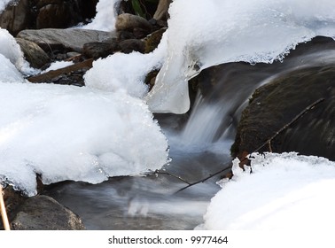 Snow Covered River In The Great Smoky Mountains National Park