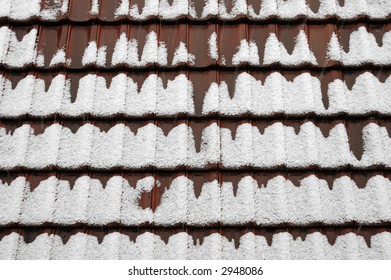 Snow covered roof tiles