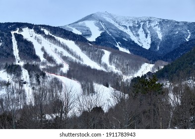 Snow Covered Whiteface Mountain Ski Area Known For Its Alpine Downhill Skiing, Adirondack Mountains, New York