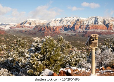 Snow Covered Wilson Mountain With Coin-operated Viewer