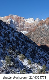 Snow Covered Zion National Park Utah Winter Landscape