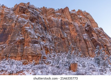 Snow Covered Zion National Park Utah Winter Landscape