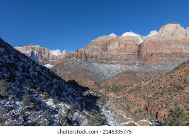 Snow Covered Zion National Park Utah Winter Landscape